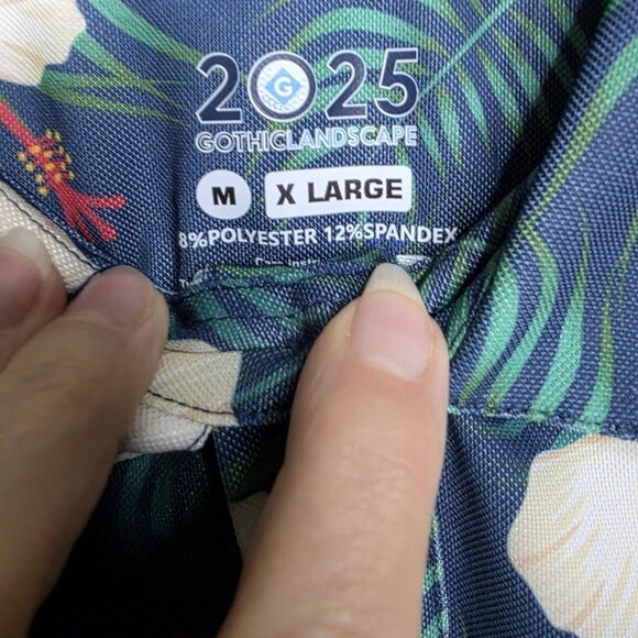 2025 Gothiclandscape Mens XL Blue Floral Polo Short Sleeve Hawaiian Tropical - Picture 4 of 4